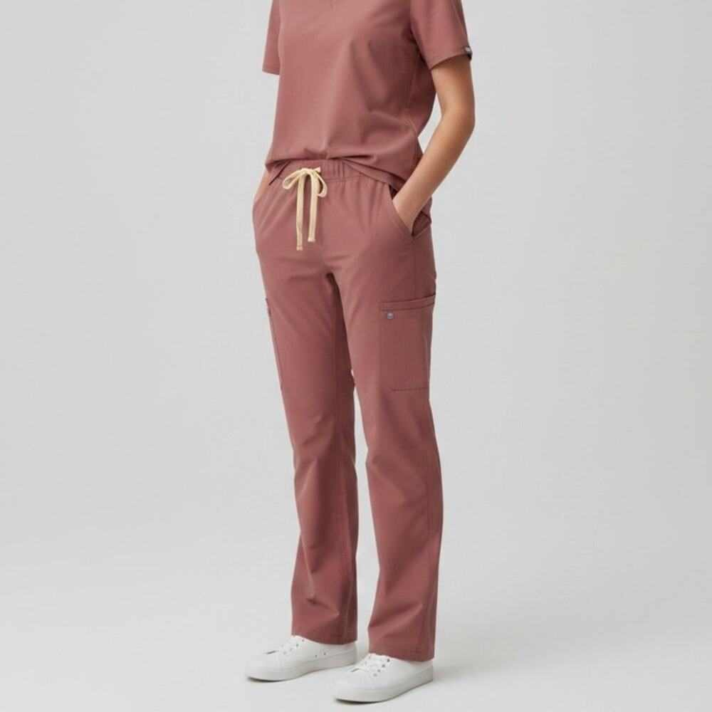 FIGS Kade Cargo Scrub Pants Women's Sz MP Mauve Drawstring Comfort Healthcare